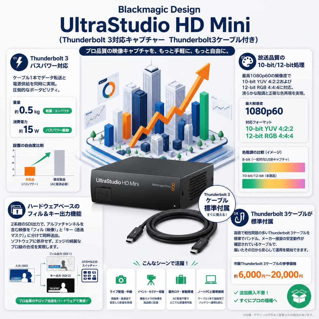 Blackmagic Design UltraStudio HD Mini （Thunderbolt 3対応キャプチャー Thunderbolt3ケーブル付き） セールスポイント