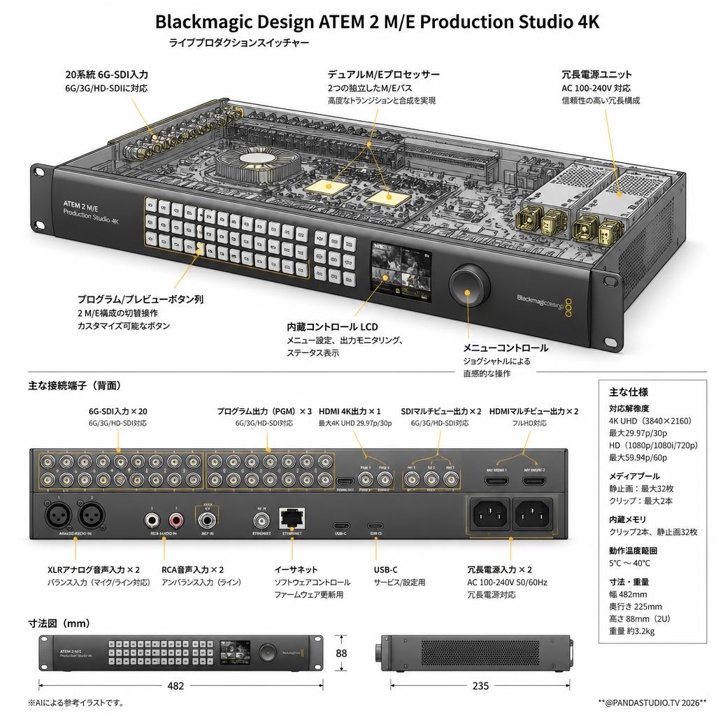 Blackmagic Design ATEM 2 M/E Production Studio 4K スペック