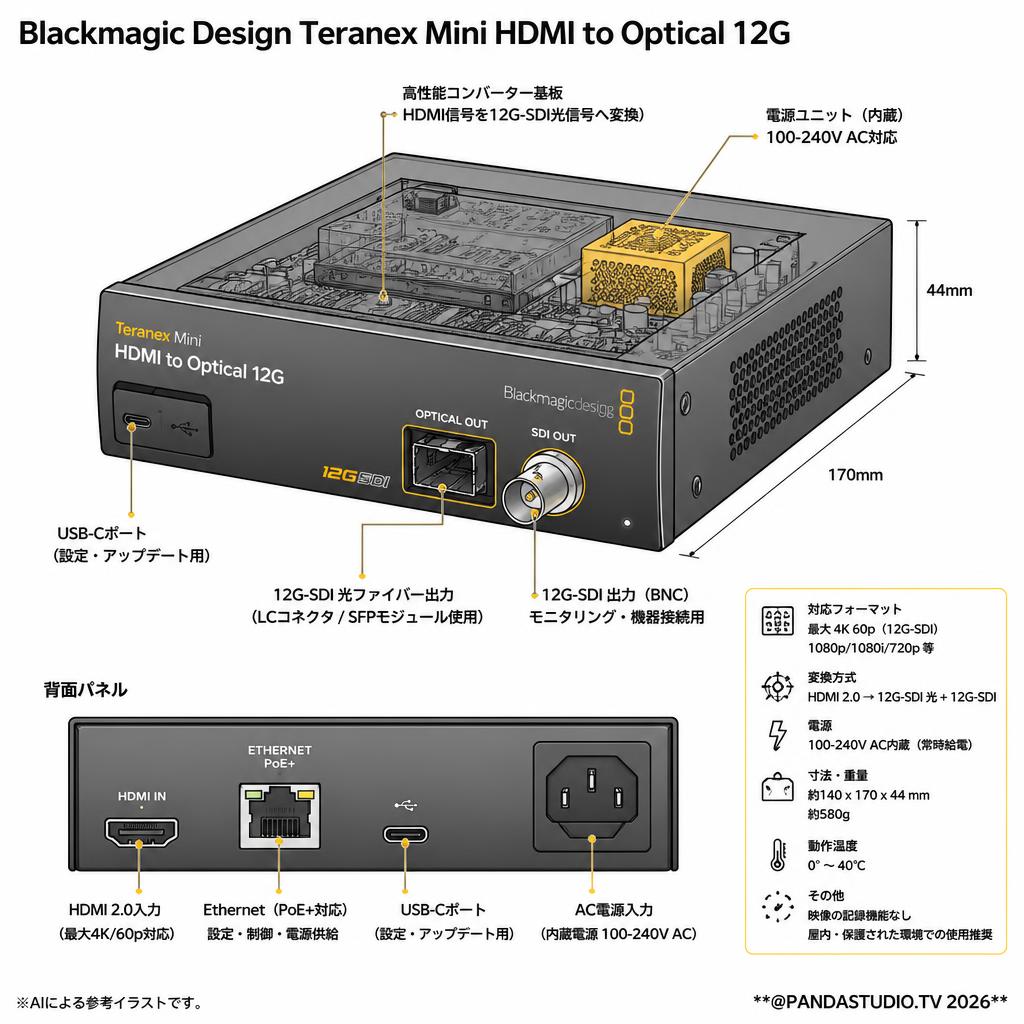 Blackmagic Design Teranex Mini HDMI to Optical 12G スペック