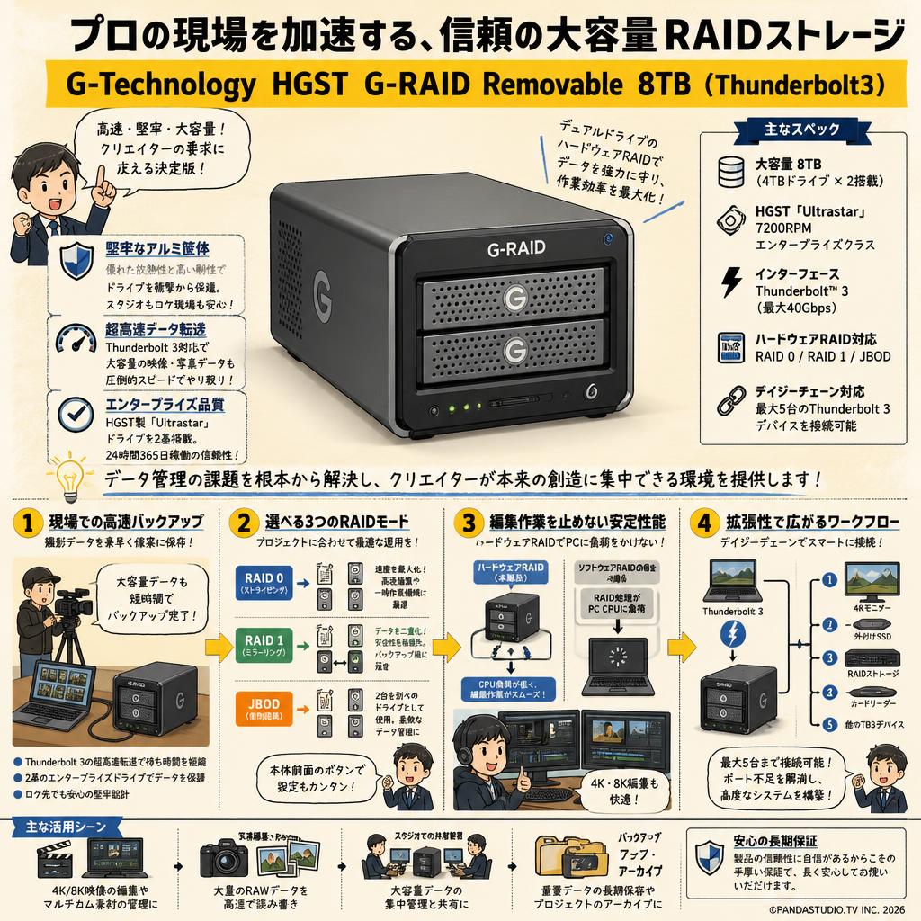 G-Technology HGST G-RAID Removable 8TB（Thunderbolt3） 概要