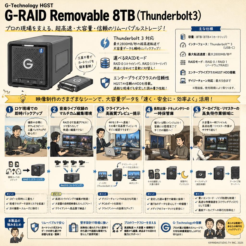 G-Technology HGST G-RAID Removable 8TB（Thunderbolt3） 用途