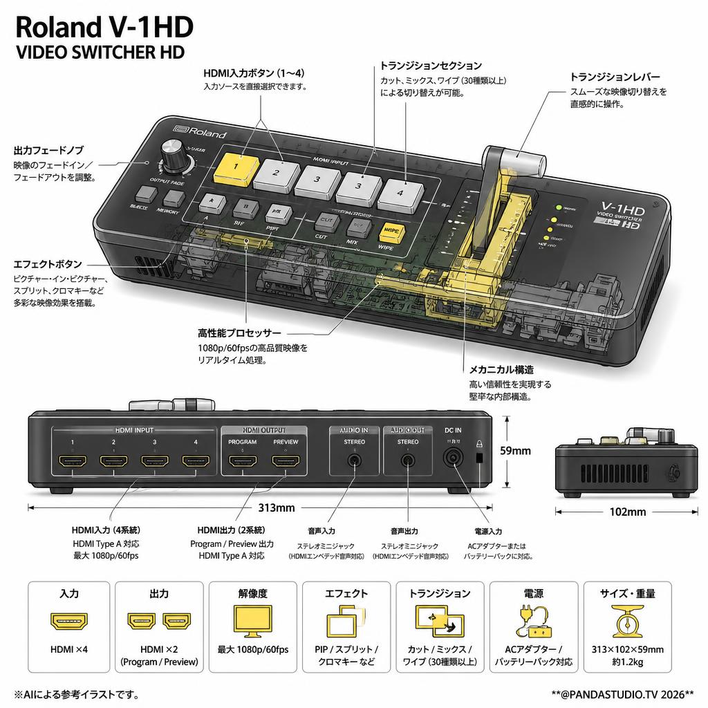 Roland V-1HD VIDEO SWITCHER HD スペック