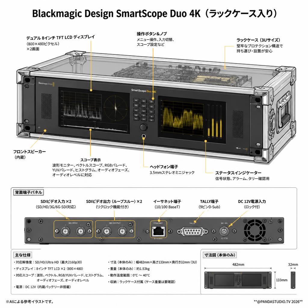 Blackmagic Design SmartScope Duo 4K （ラックケース入り） スペック