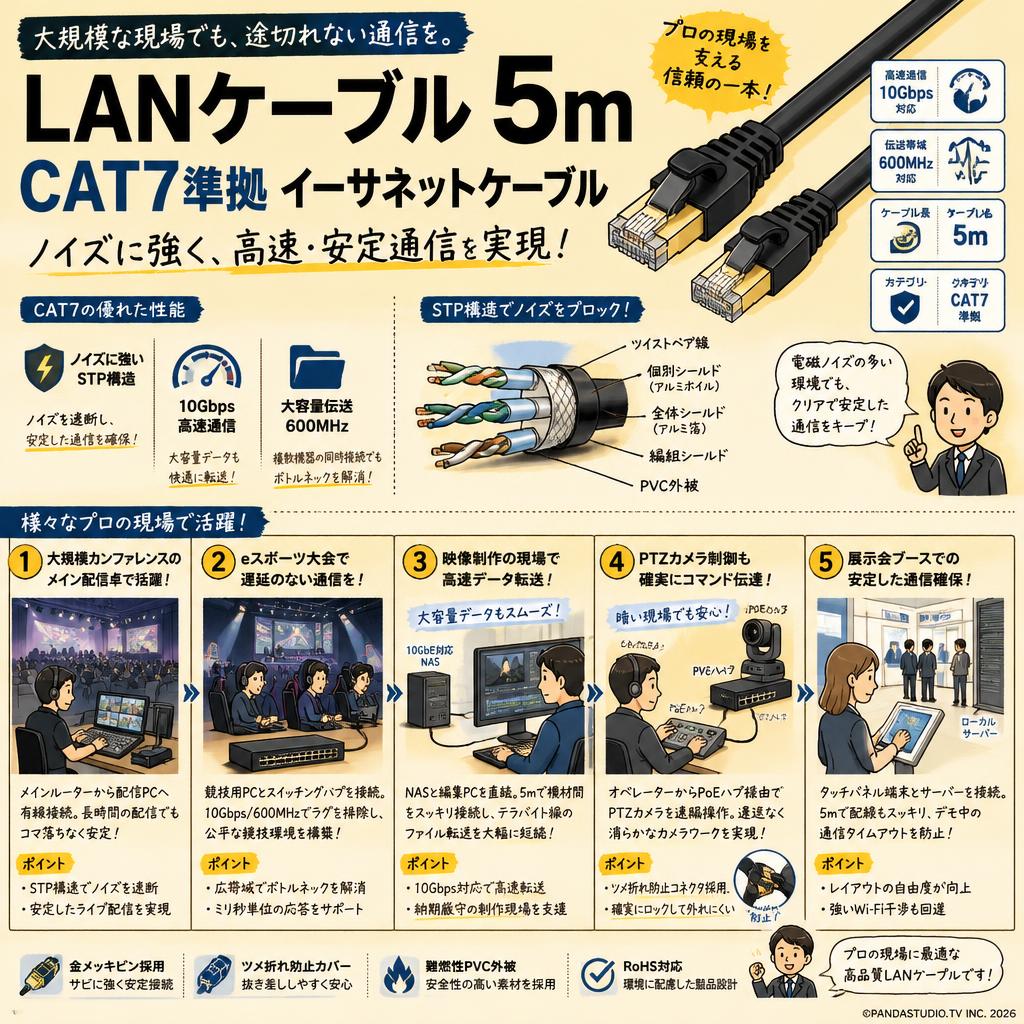LANケーブル 5m CAT7準拠 イーサネットケーブル 用途