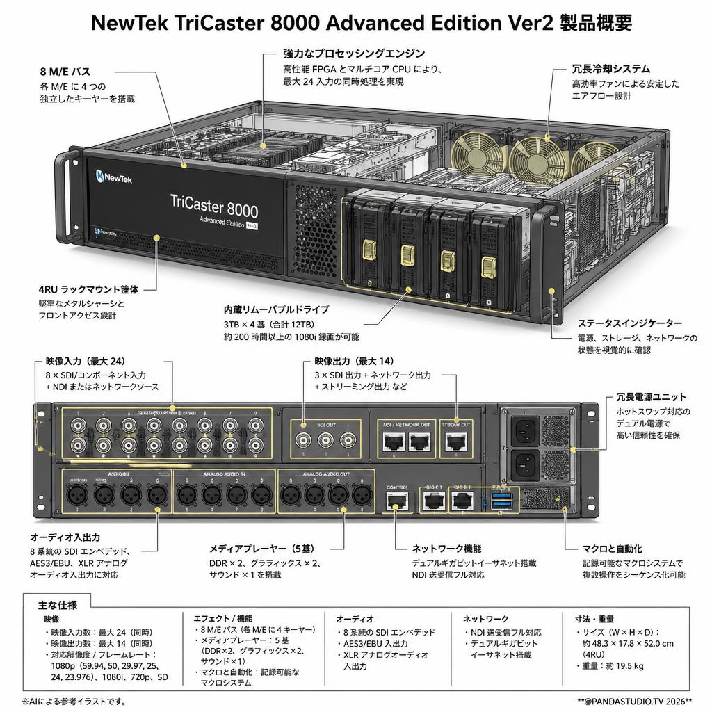 NewTek TriCaster 8000 Advanced Edition Ver2 スペック