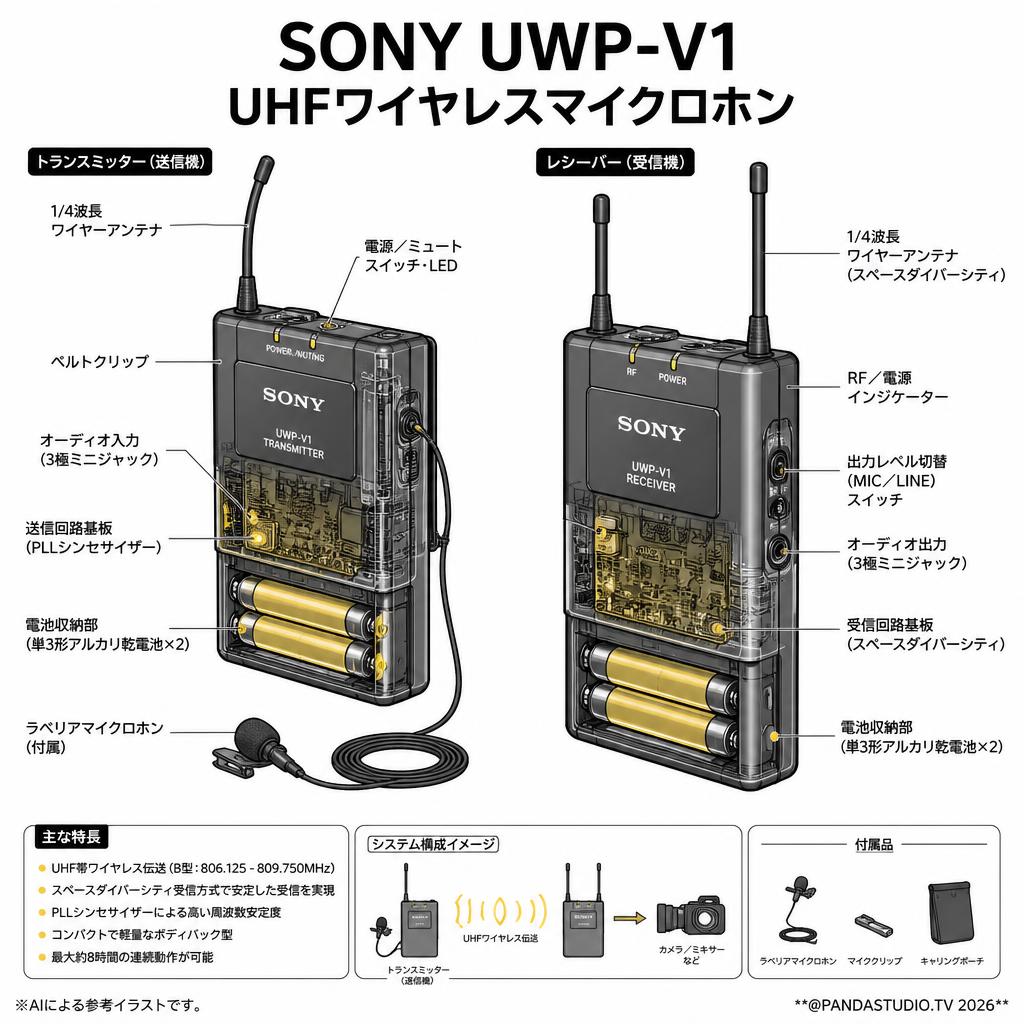 SONY UWP-V1 UHFワイヤレスマイクロホン スペック
