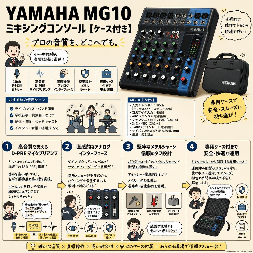 YAMAHA MG10 ミキシングコンソール【ケース付き】 概要