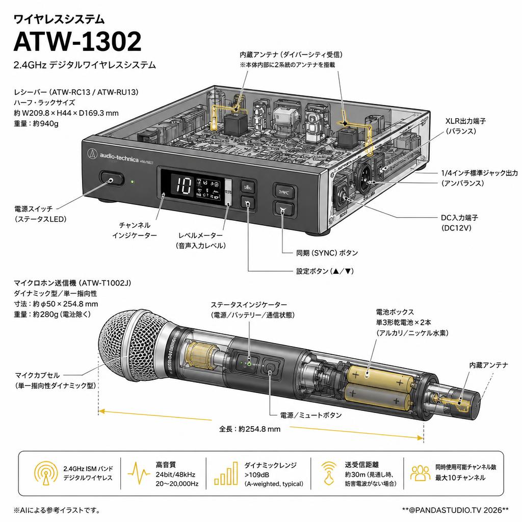 audio technica ATW-1302 スペック