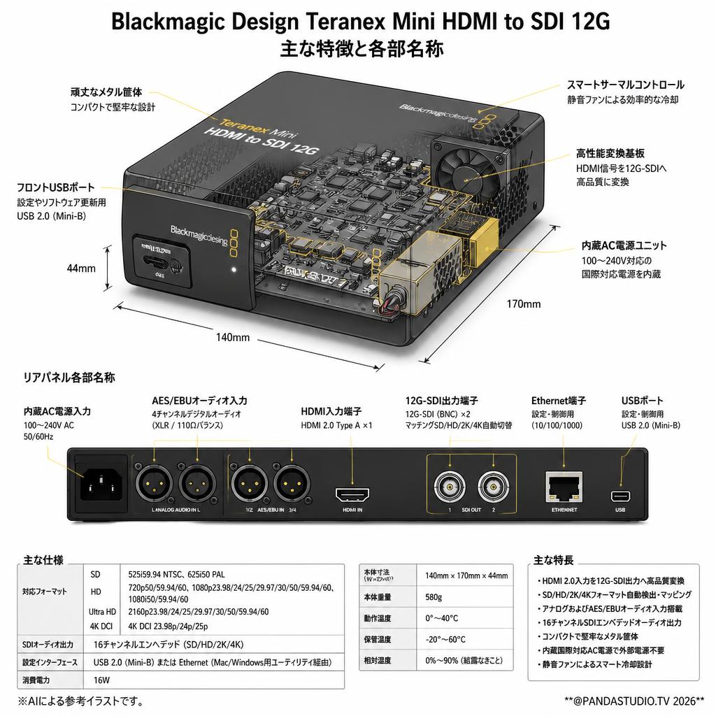 Blackmagic Design Teranex Mini HDMI to SDI 12G スペック