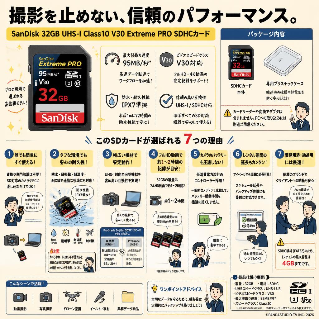 SanDisk  32GB UHS-I Class10  V30 Extreme PRO 95MB/s SDHCカード FAQ（よくある質問と答え）