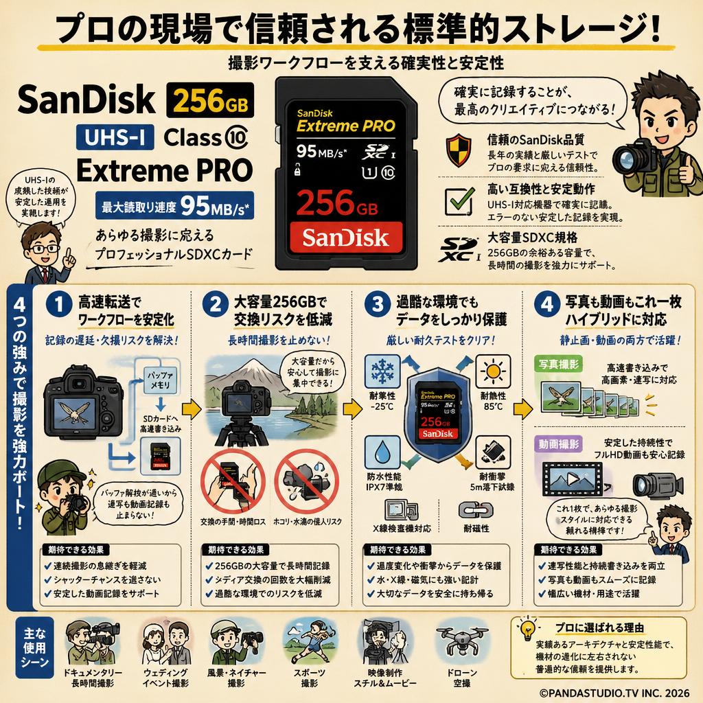 SanDisk  256GB UHS-I Class10  Extreme PRO 95MB/s  SDXCカード 概要
