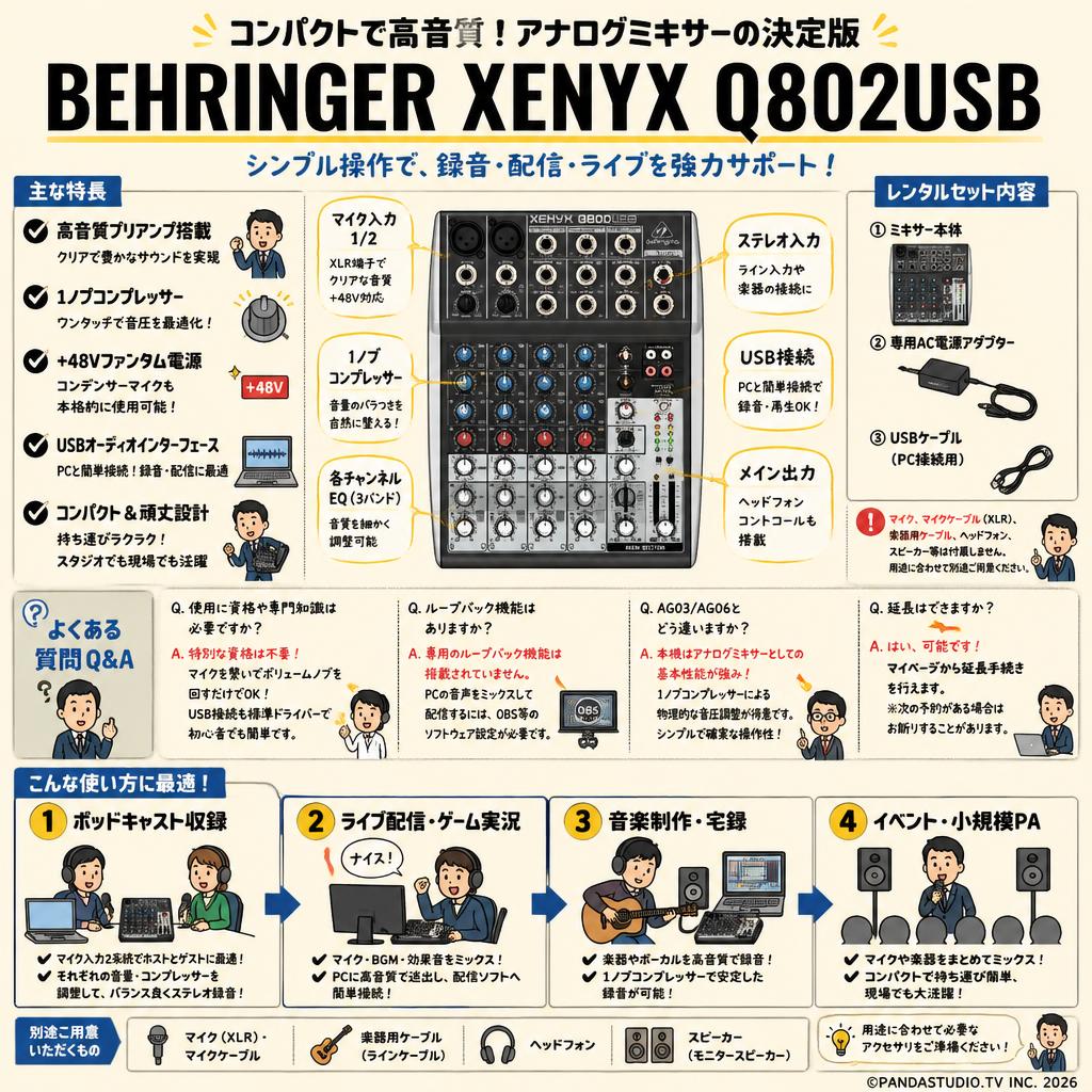 BEHRINGER XENYX Q802USB FAQ（よくある質問と答え）