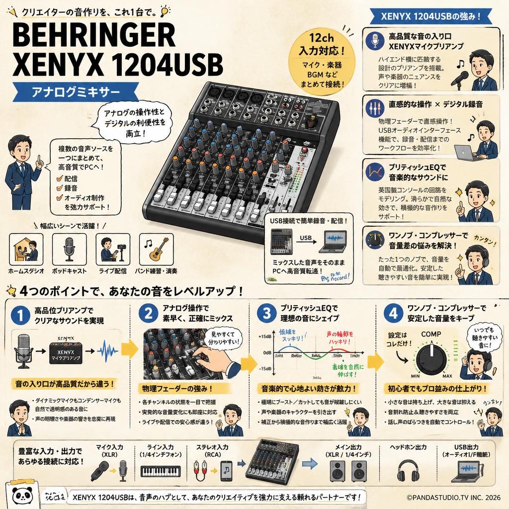 BEHRINGER XENYX 1204USB アナログミキサー 概要