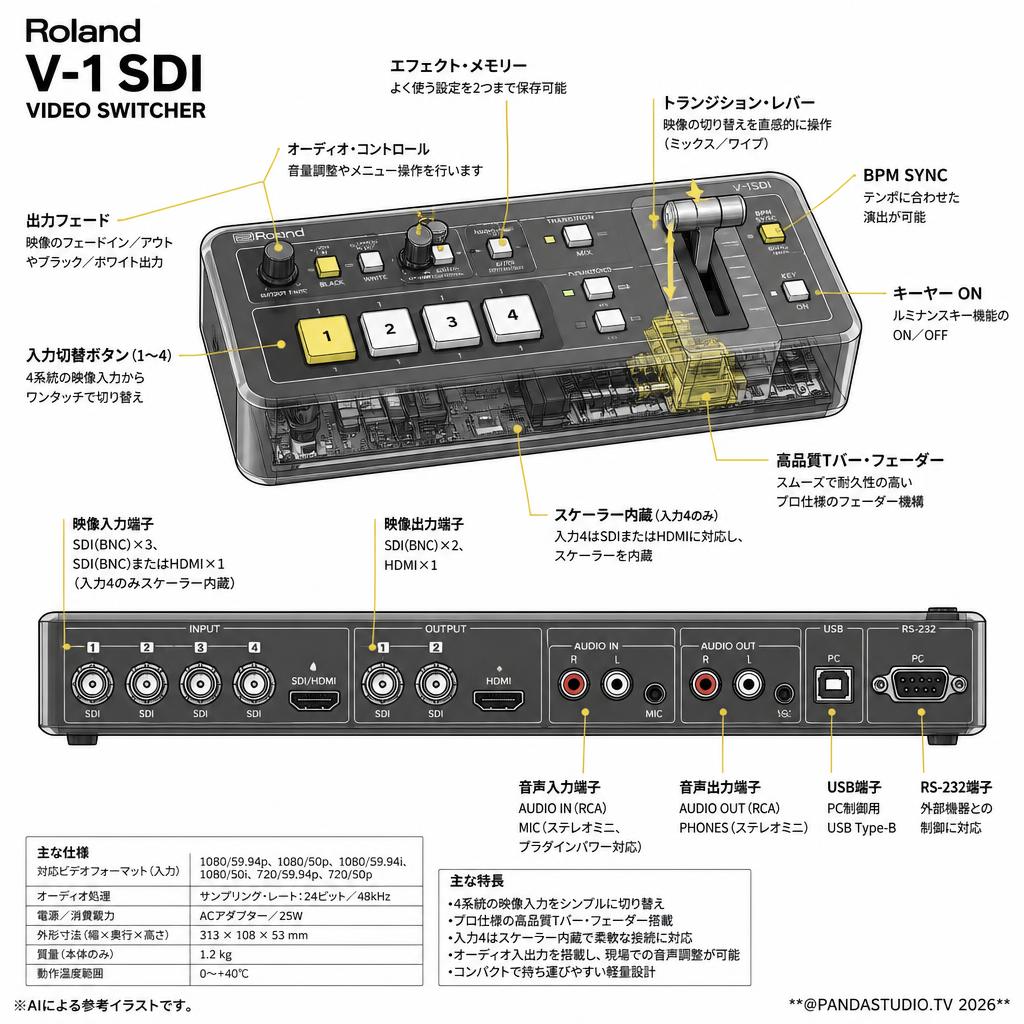 Roland V-1 SDI VIDEO SWITCHER スペック