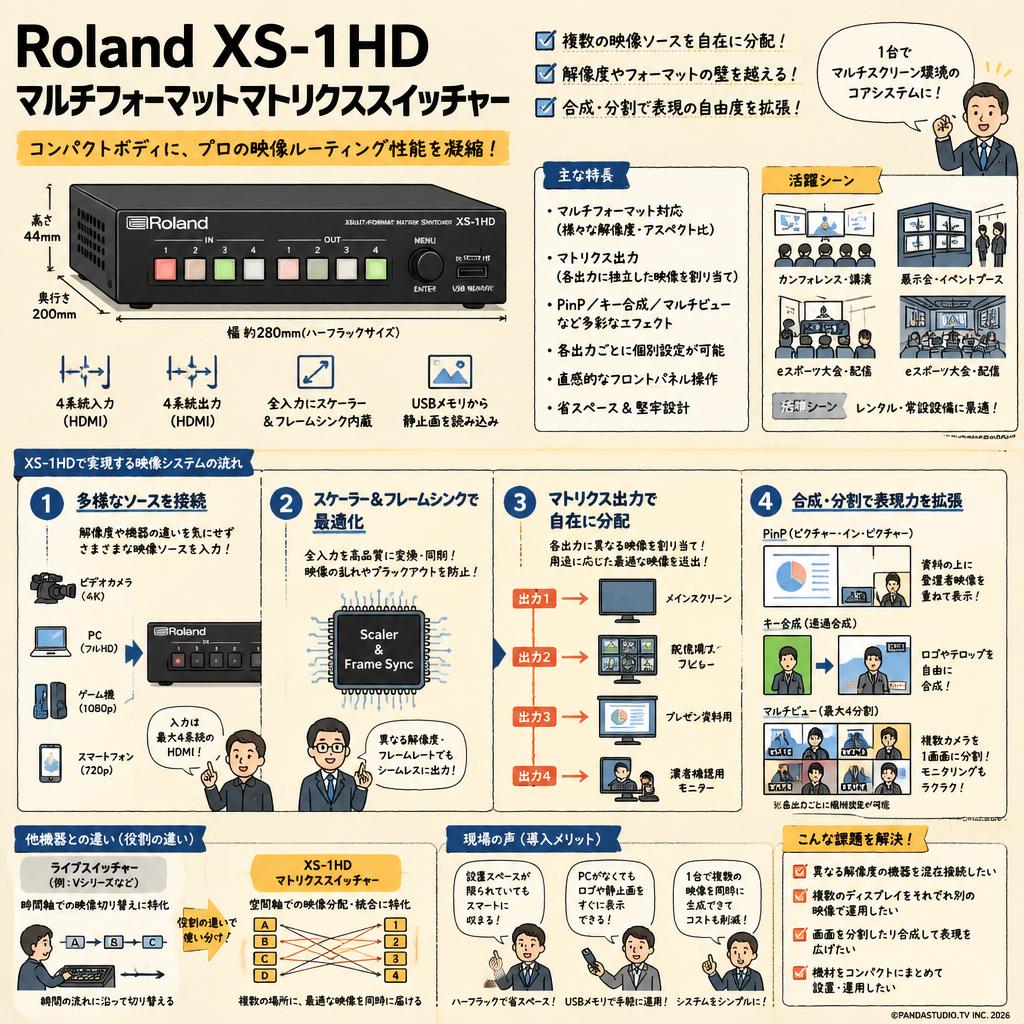 Roland XS-1HD マルチフォーマットマトリクススイッチャー 概要