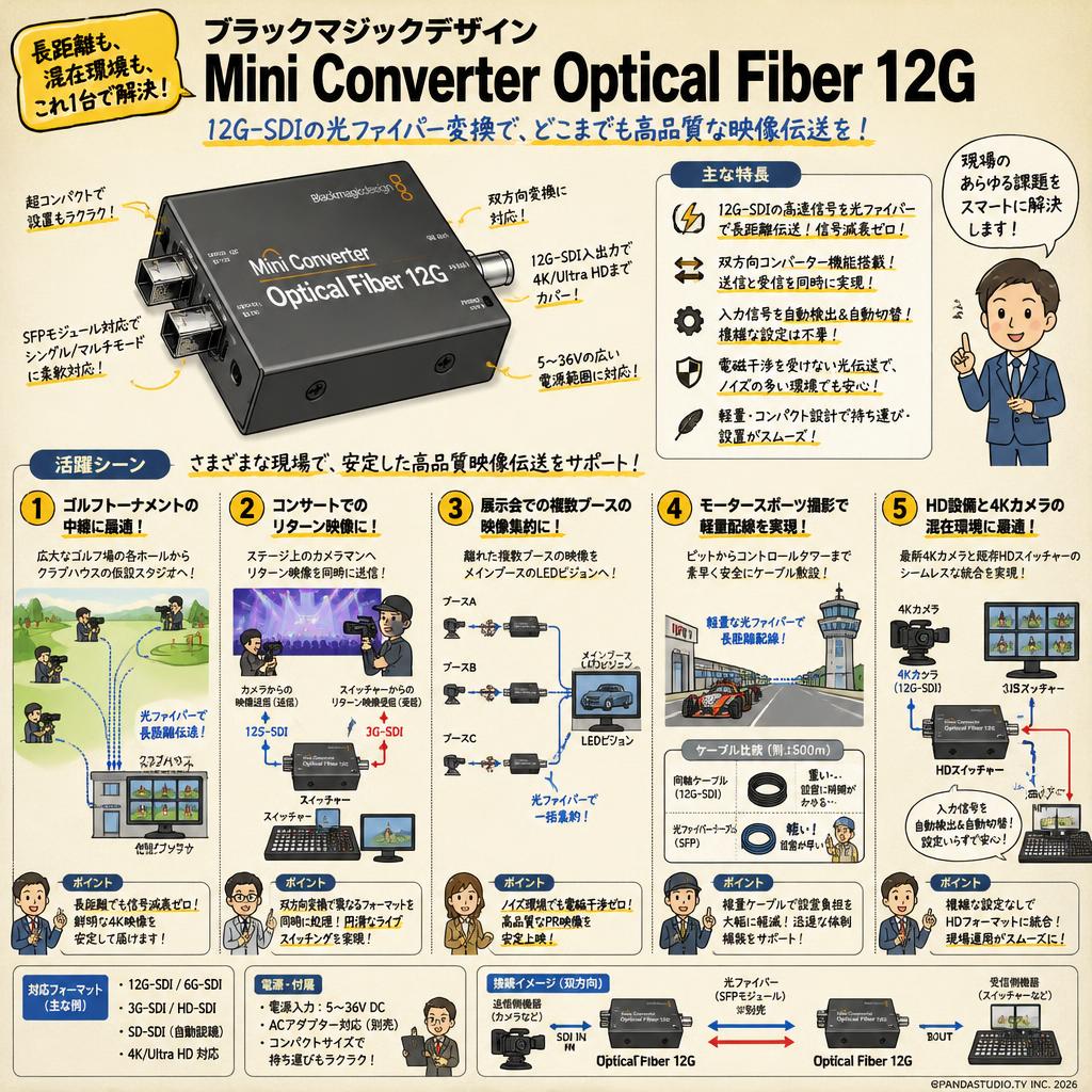 Blackmagic Design Mini Converter Optical Fiber 12G 用途