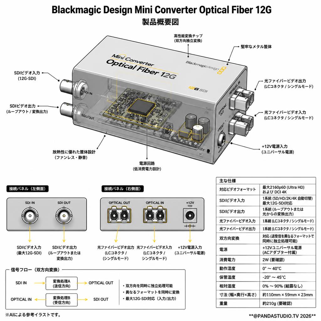 Blackmagic Design Mini Converter Optical Fiber 12G スペック