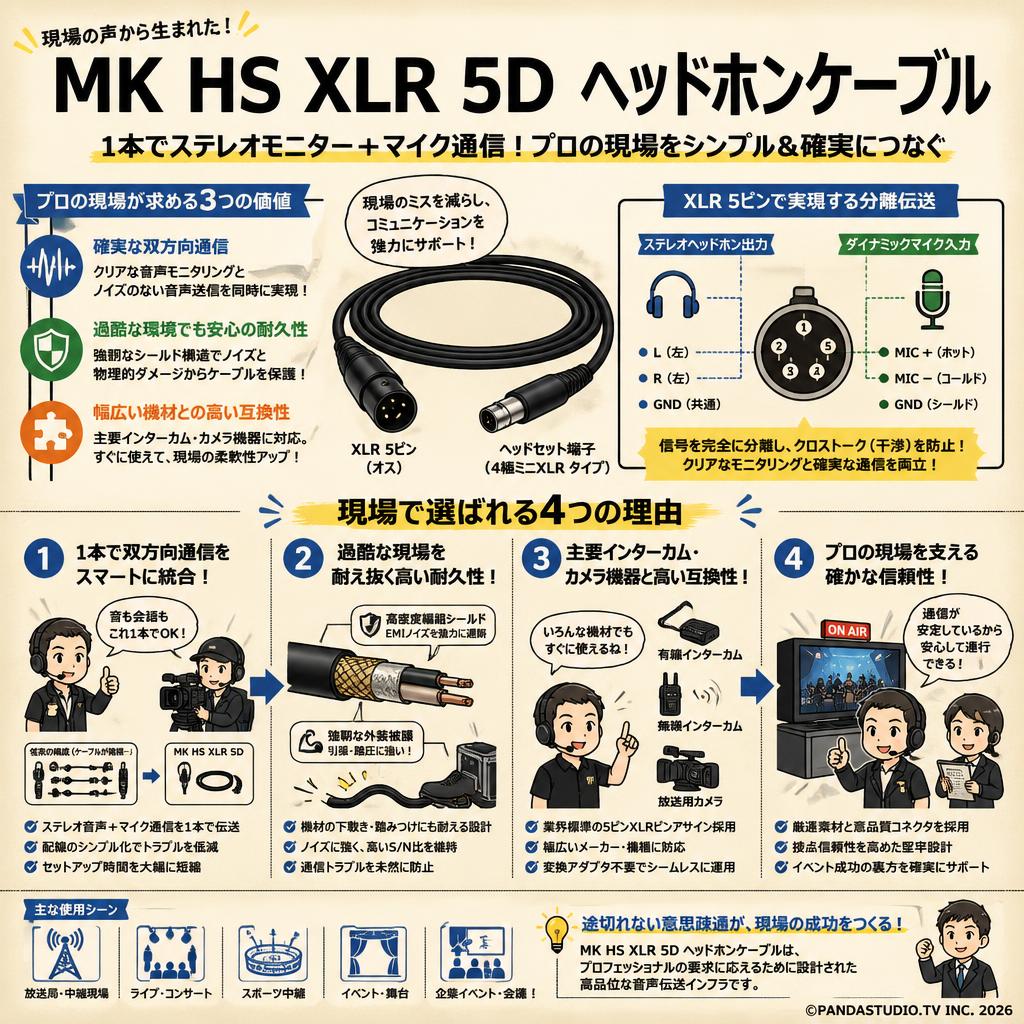 MK HS XLR 5D ヘッドホンケーブル 概要