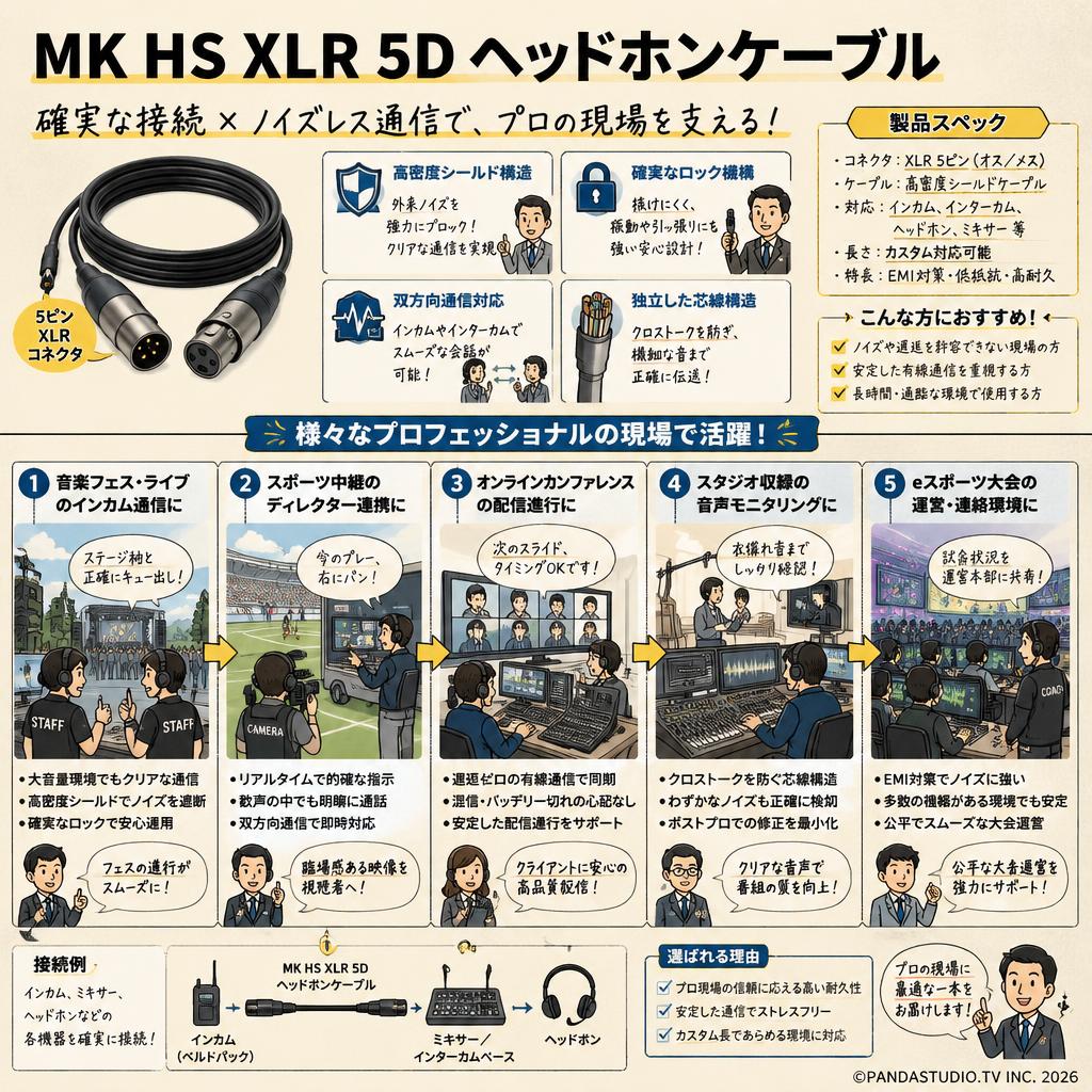 MK HS XLR 5D ヘッドホンケーブル 用途