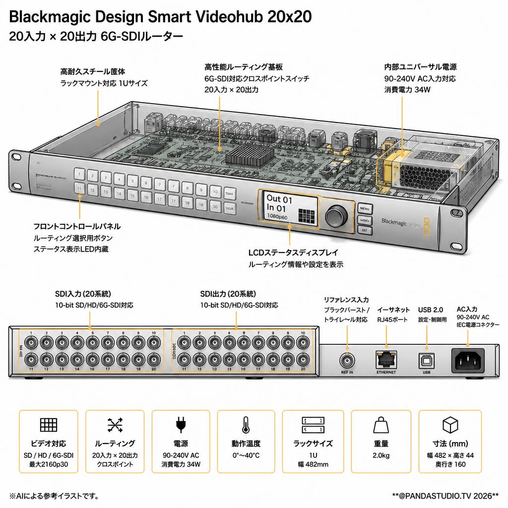 Blackmagic Design Smart Videohub 20x20 スペック