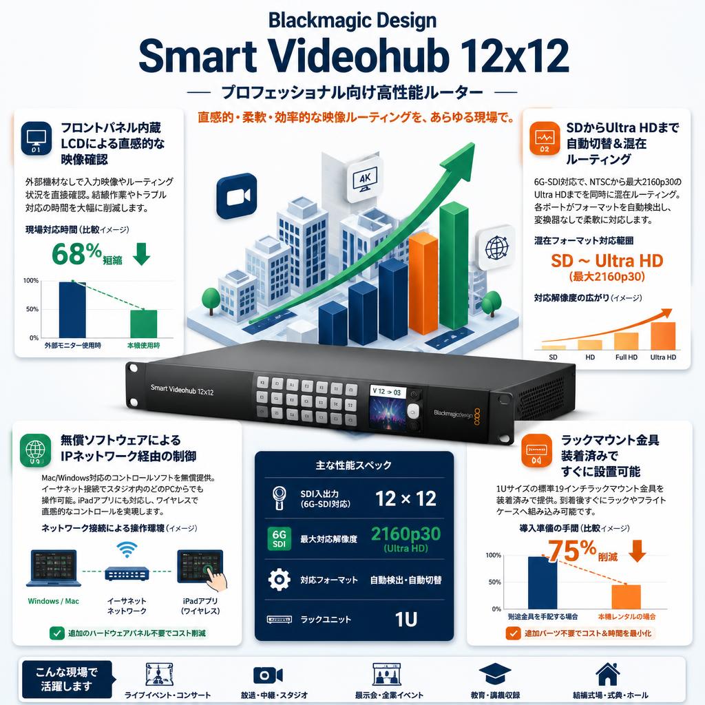 Blackmagic Design Smart Videohub 12x12 セールスポイント