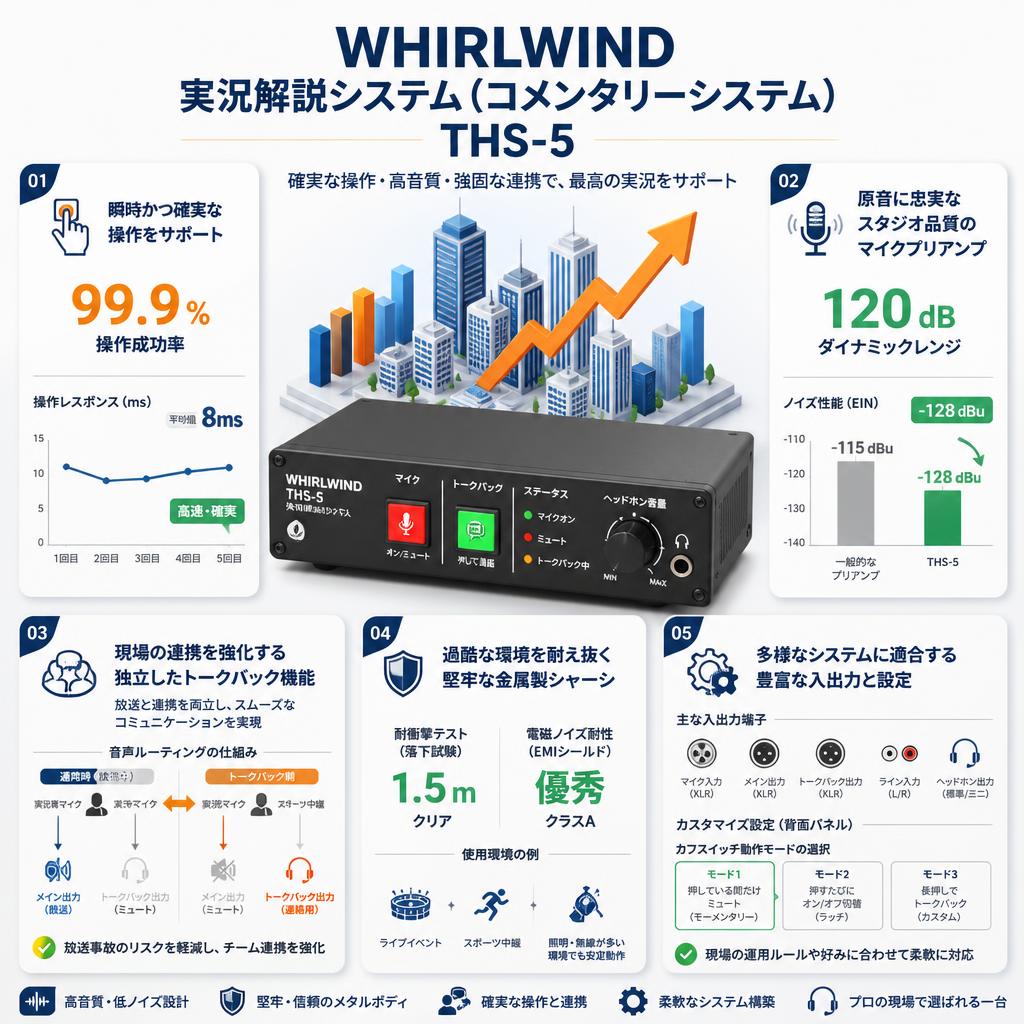 WHIRLWIND 実況解説システム（コメンタリーシステム） THS-5 セールスポイント