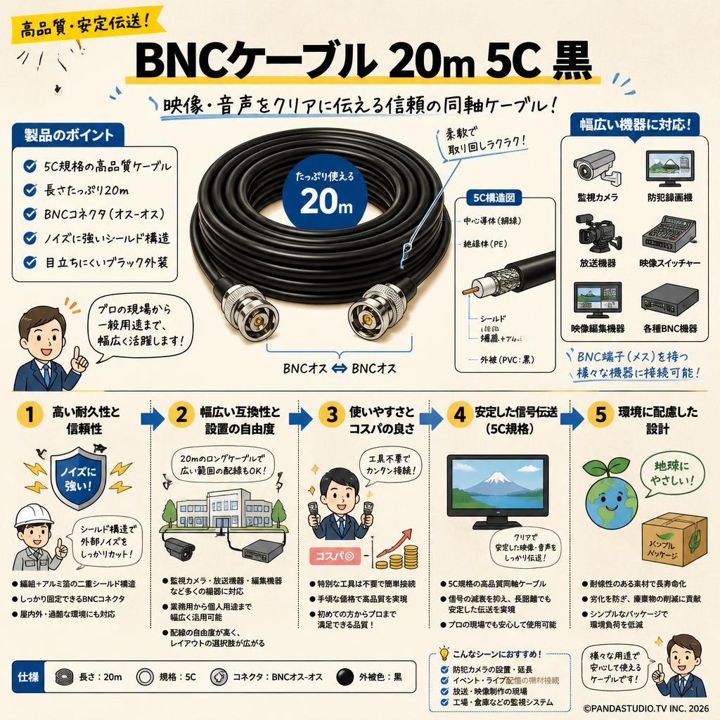 BNCケーブル 20m 5C 黒 概要