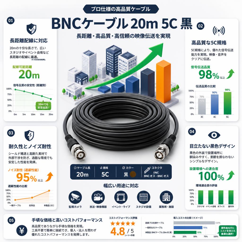 BNCケーブル 20m 5C 黒 セールスポイント