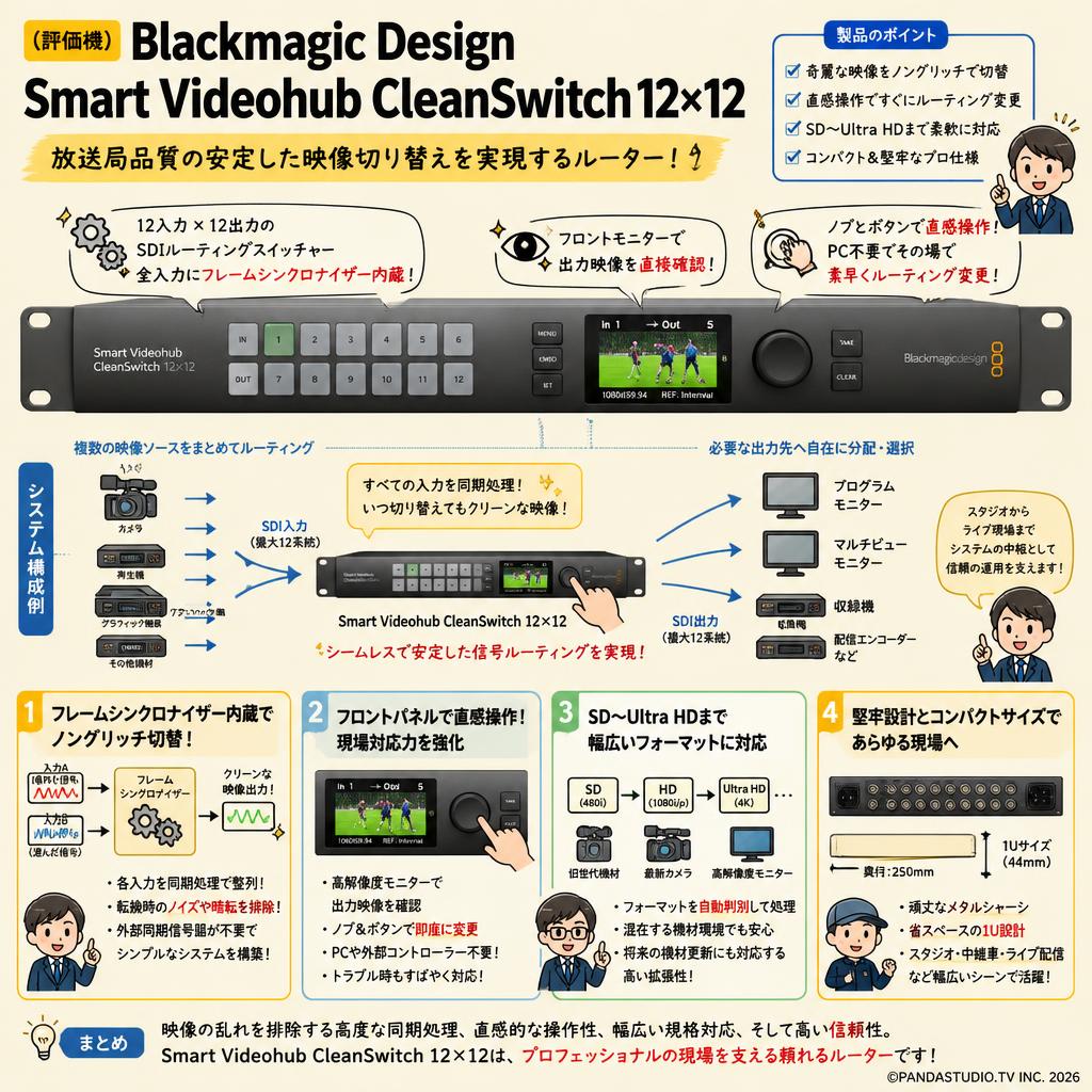 (評価機）Blackmagic Design Smart Videohub CleanSwitch 12×12 概要