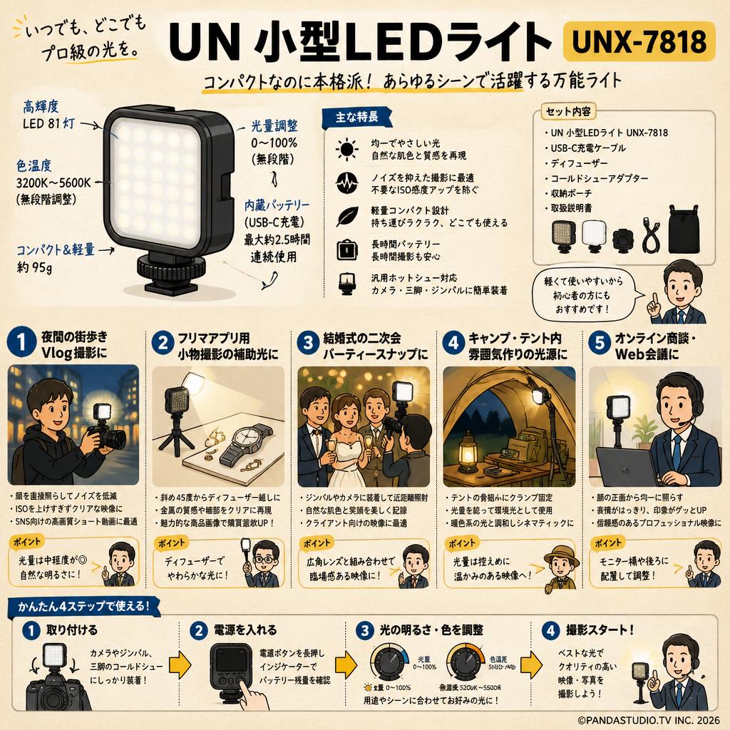 UN 小型LEDライト UNX-7818 用途