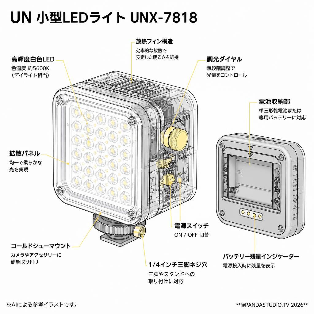 UN 小型LEDライト UNX-7818 スペック