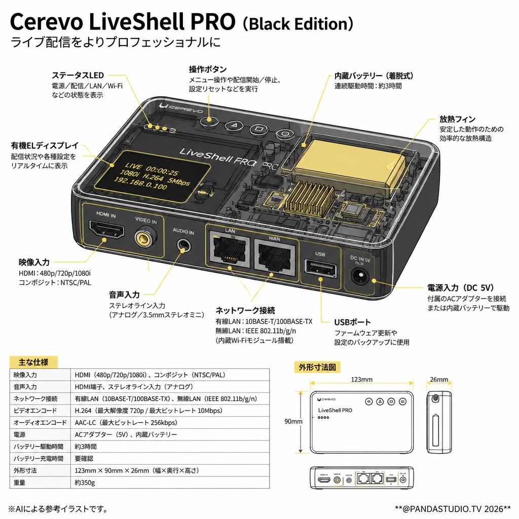 Cerevo LiveShell PRO（Black Edition） スペック