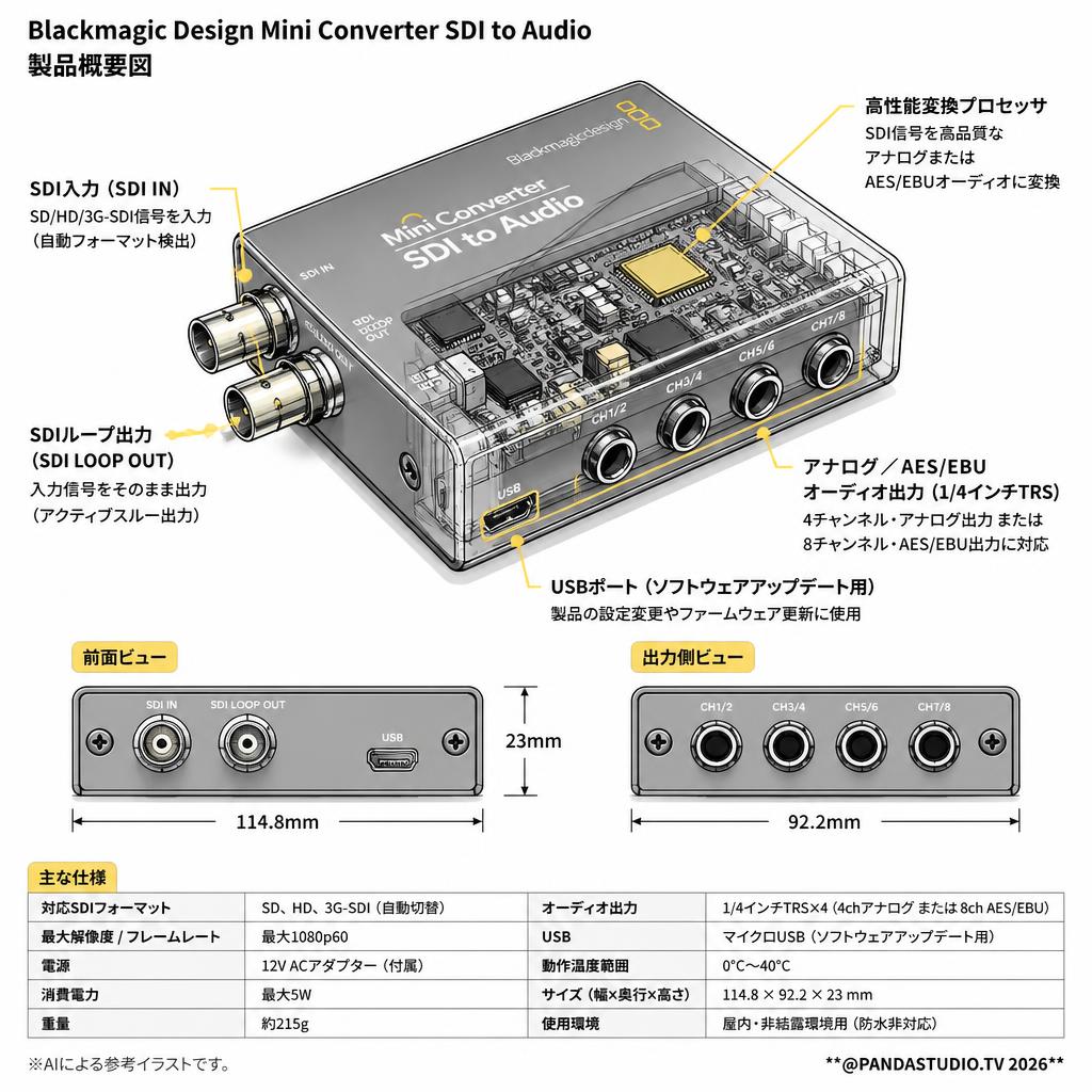 Blackmagic Design Mini Converter SDI to Audio スペック