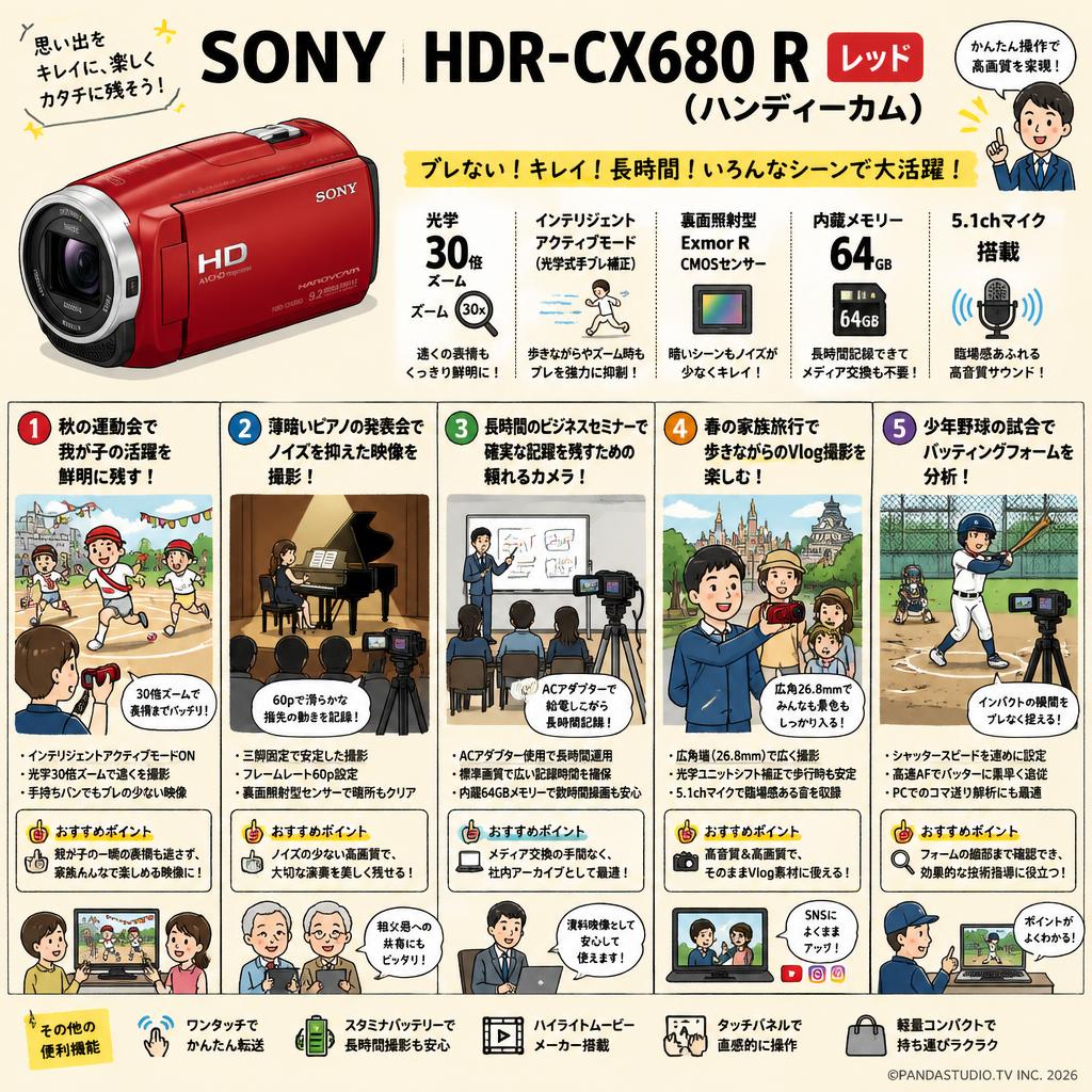 SONY HDR-CX680 R レッド(ハンディーカム) 用途