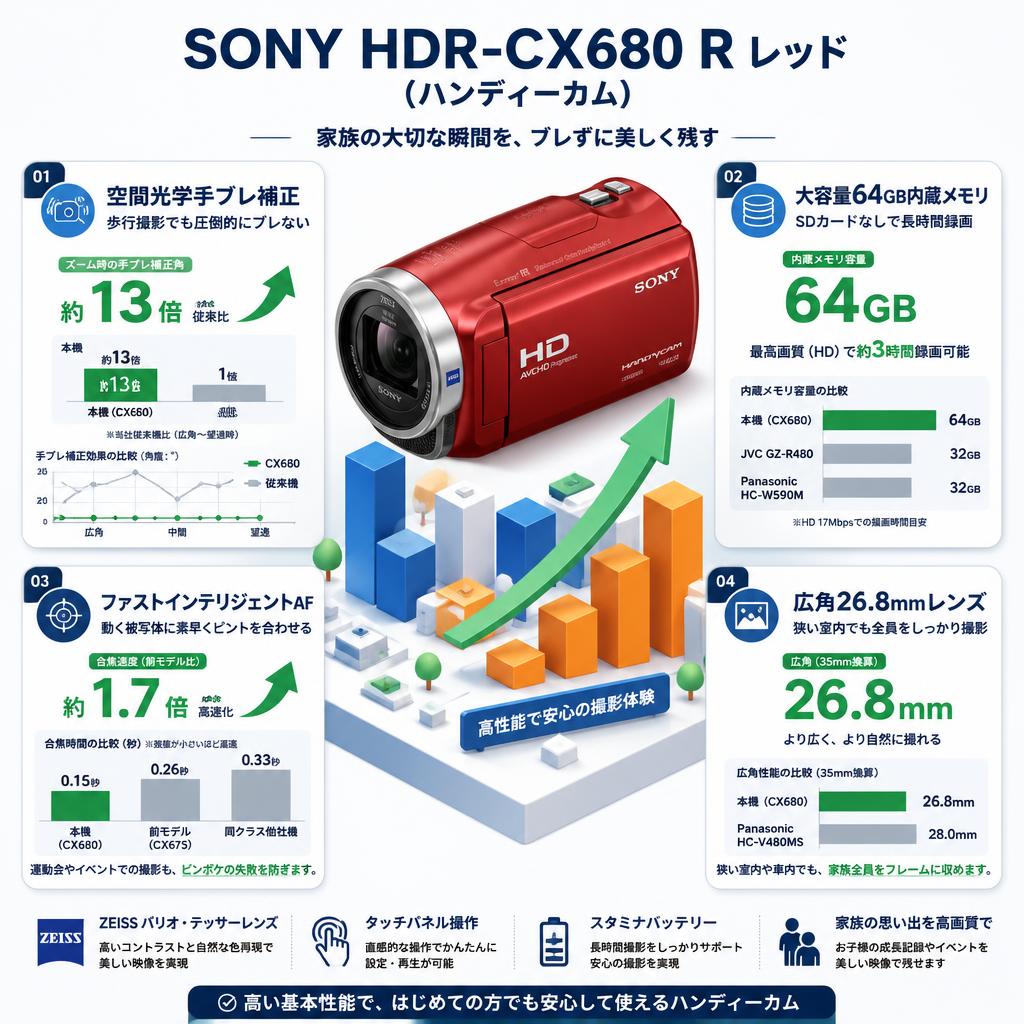 SONY HDR-CX680 R レッド(ハンディーカム) セールスポイント
