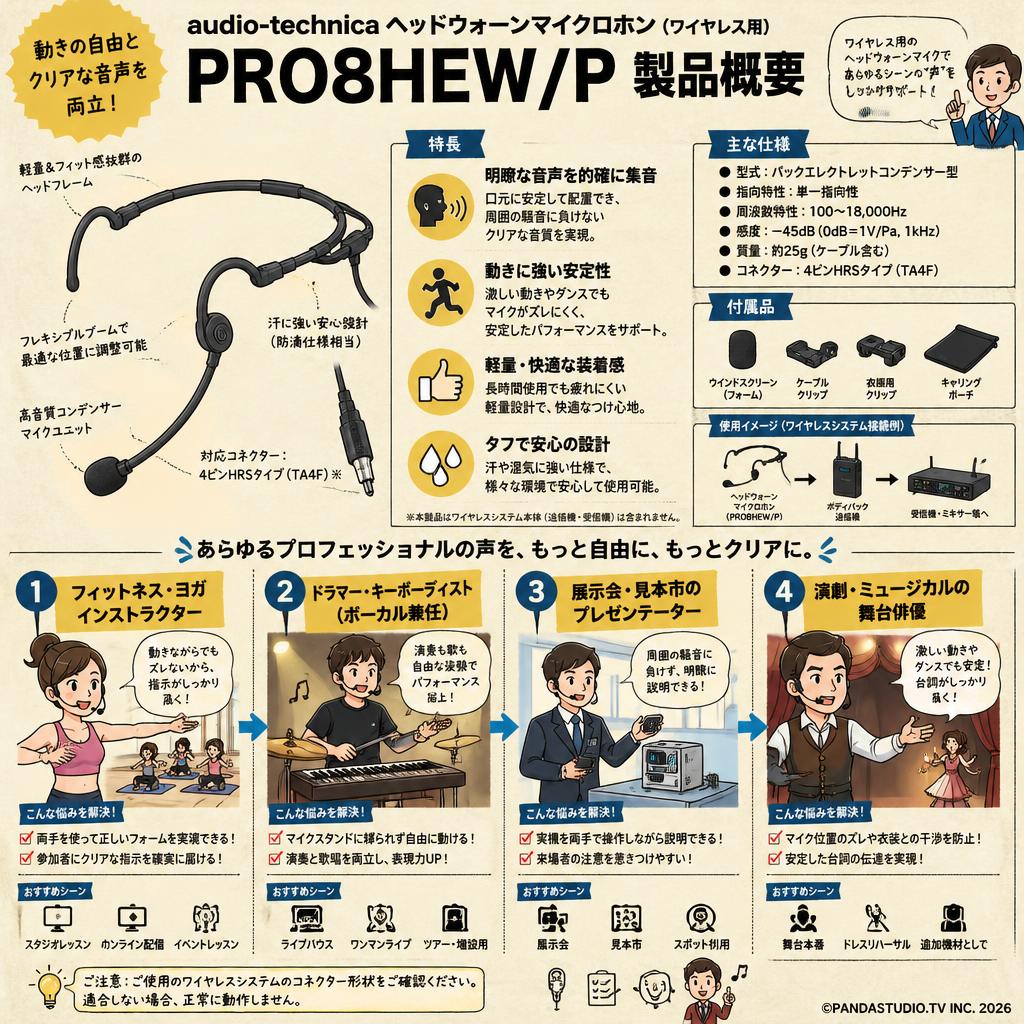 audio-technica ヘッドウォーンマイクロホン（ワイヤレス用） PRO8HEW/P おもな対象のお客様