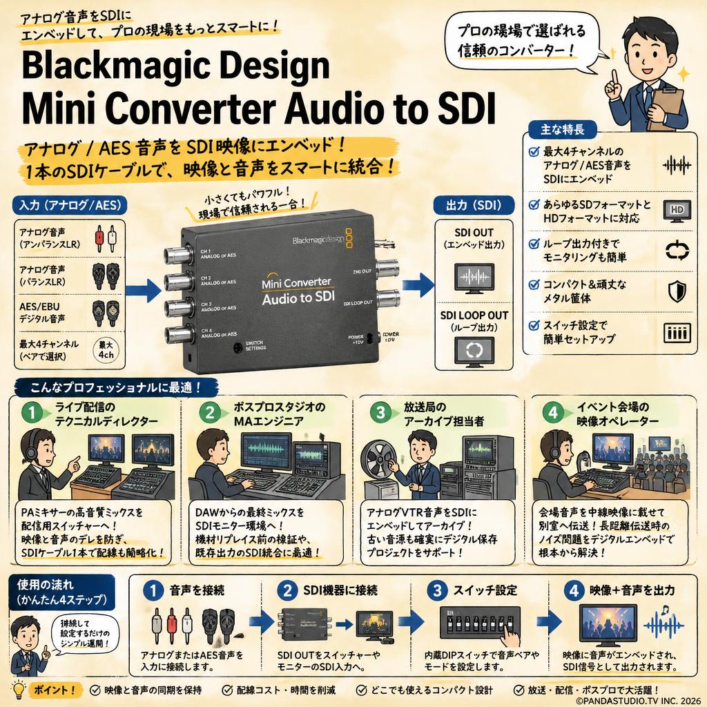 Blackmagic Design Mini Converter Audio to SDI おもな対象のお客様