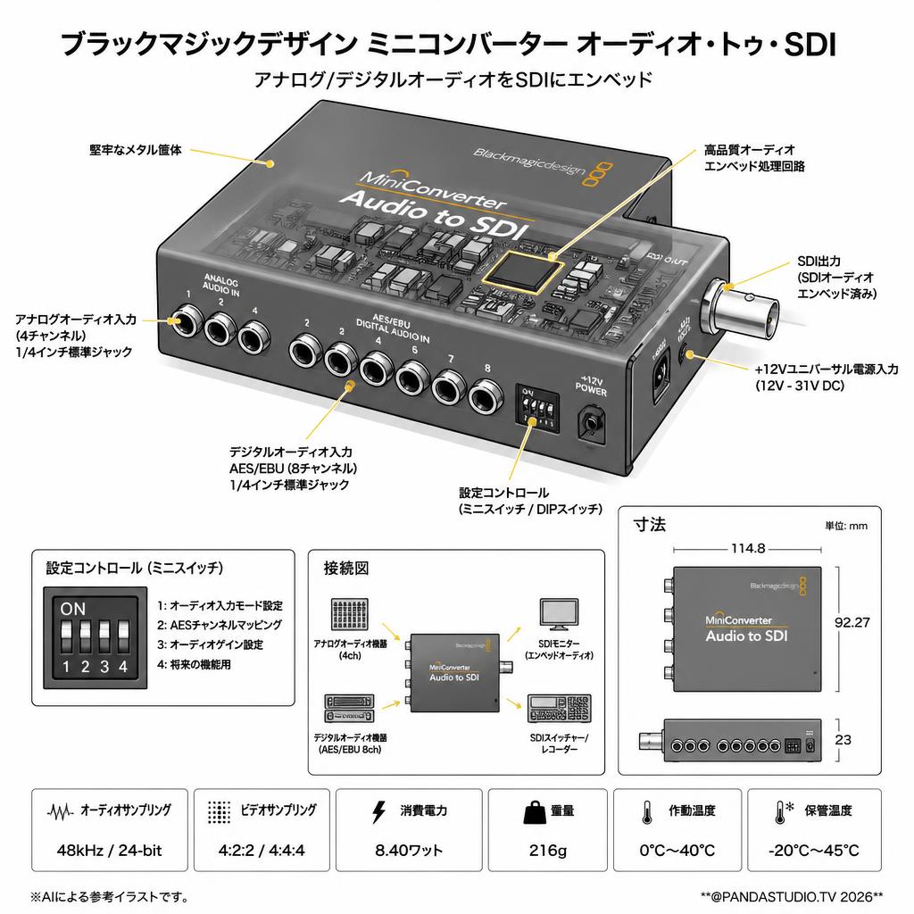 Blackmagic Design Mini Converter Audio to SDI スペック