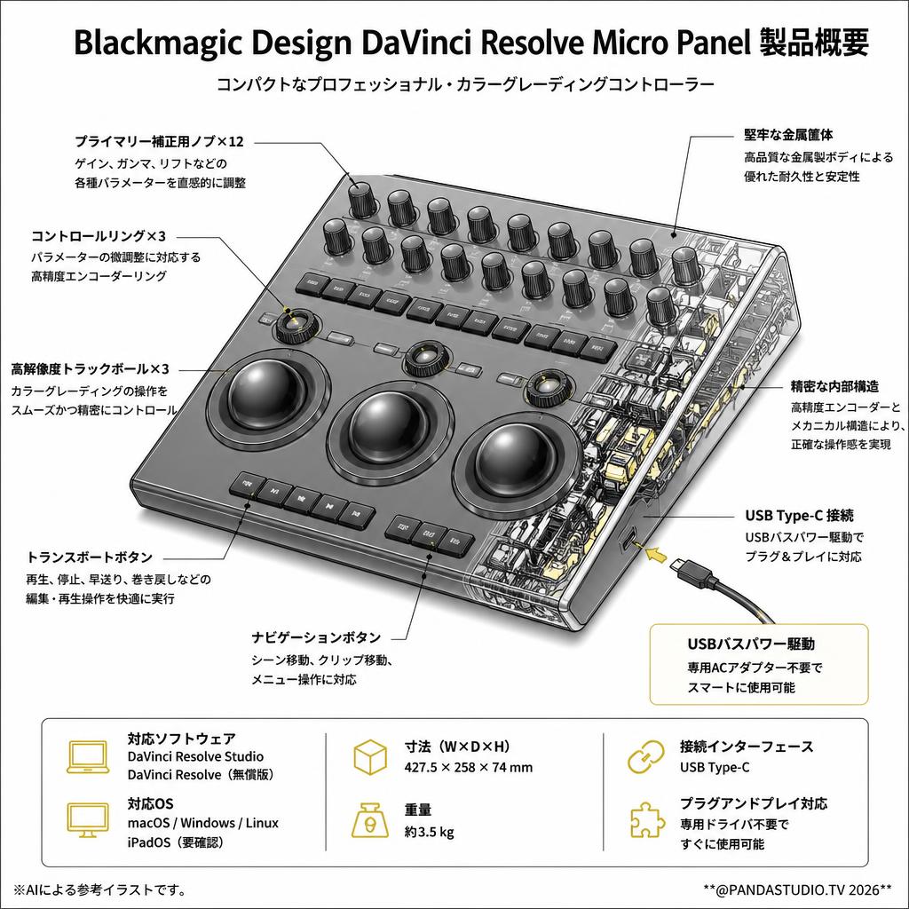 Blackmagic Design DaVinci Resolve Micro Panel スペック