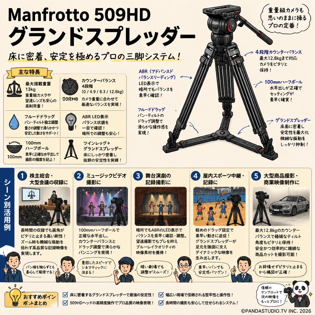 Manfrotto 509HD グランドスプレッダー 用途