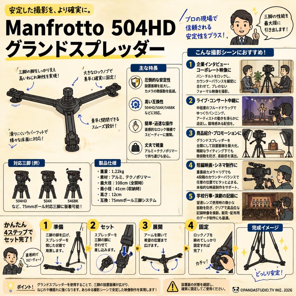 Manfrotto 504HD グランドスプレッダー 用途