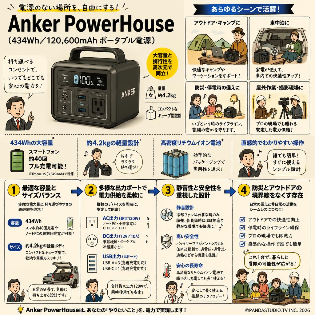 Anker PowerHouse (434Wh/120,600mAh ポータブル電源) 概要