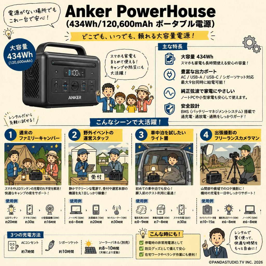 Anker PowerHouse (434Wh/120,600mAh ポータブル電源) おもな対象のお客様
