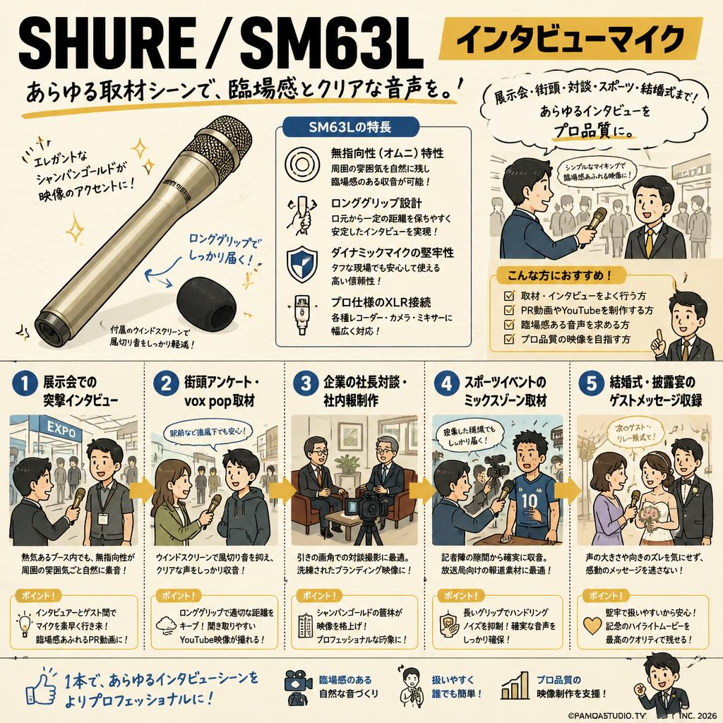 SHURE / SM63L インタビューマイク 用途