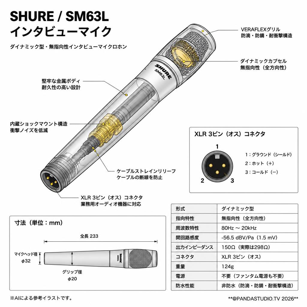 SHURE / SM63L インタビューマイク スペック