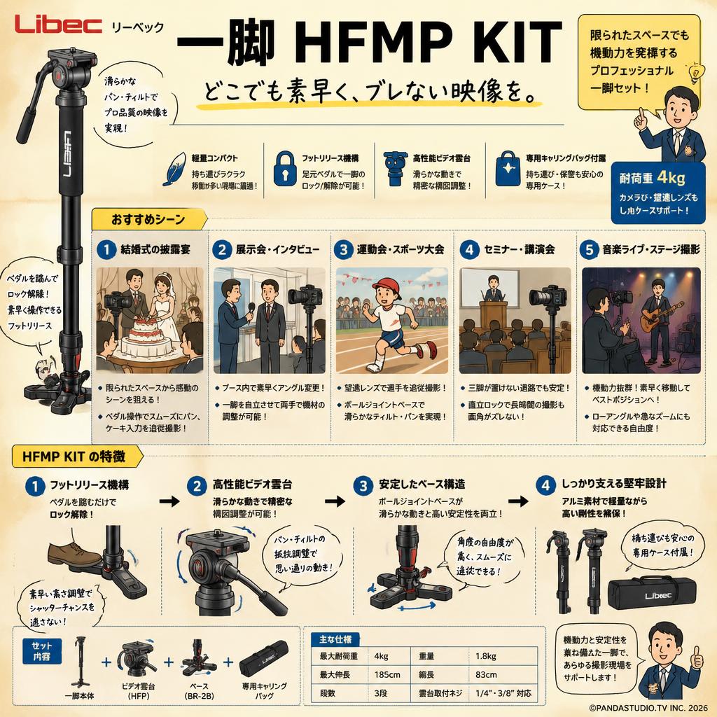 Libec リーベック 一脚 HFMP KIT 用途