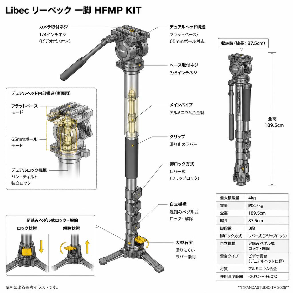Libec リーベック 一脚 HFMP KIT スペック