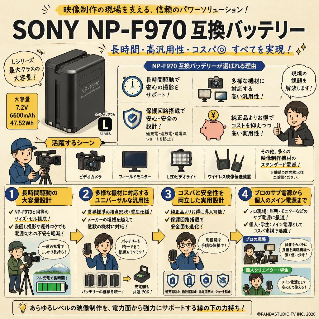 SONY NP-F970 互換バッテリー 概要