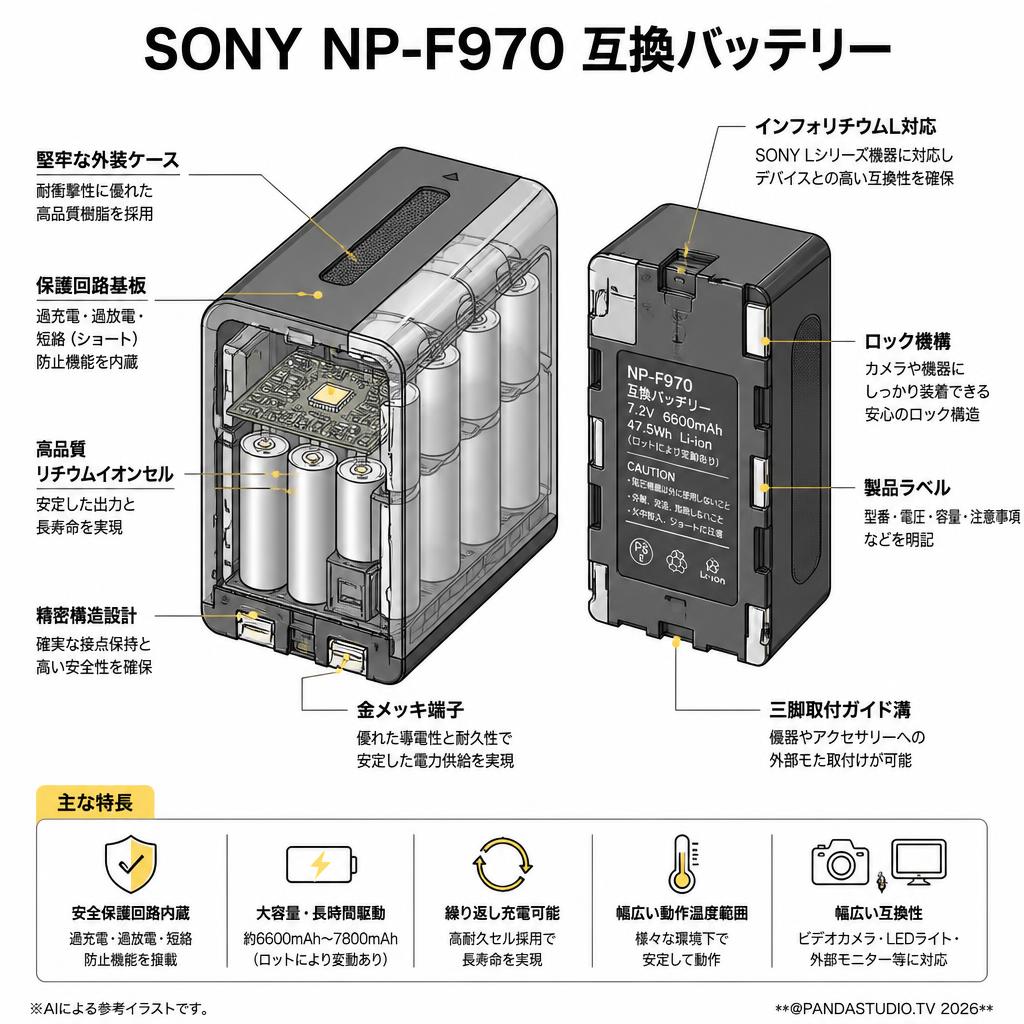 SONY NP-F970 互換バッテリー スペック