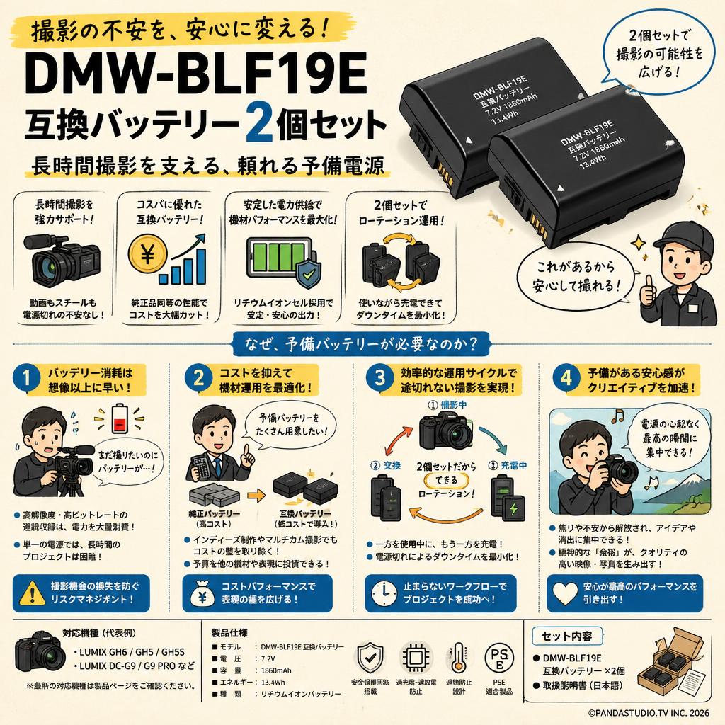 DMW-BLF19E　互換バッテリー 2個セット 概要